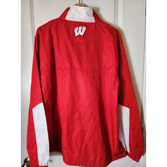 WISCONSIN BADGERS Knights Apparel Red White Pullover Windbreaker Jacket NWT SZ L - Picture 2 of 11